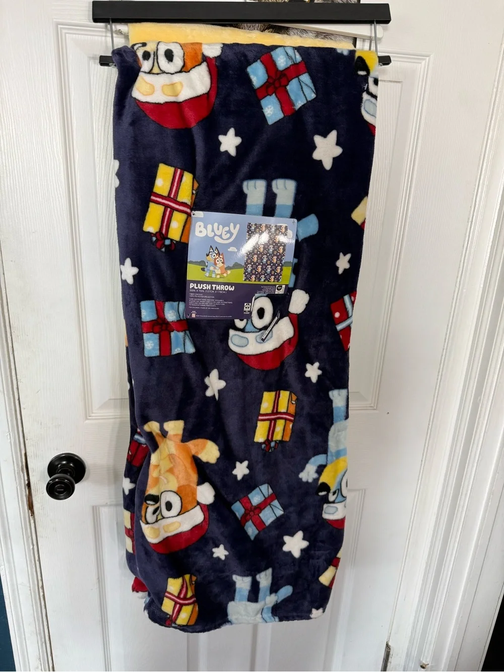 Bluey Plush Throw Blanket - Blue, Red, Yellow Accent. 50x70